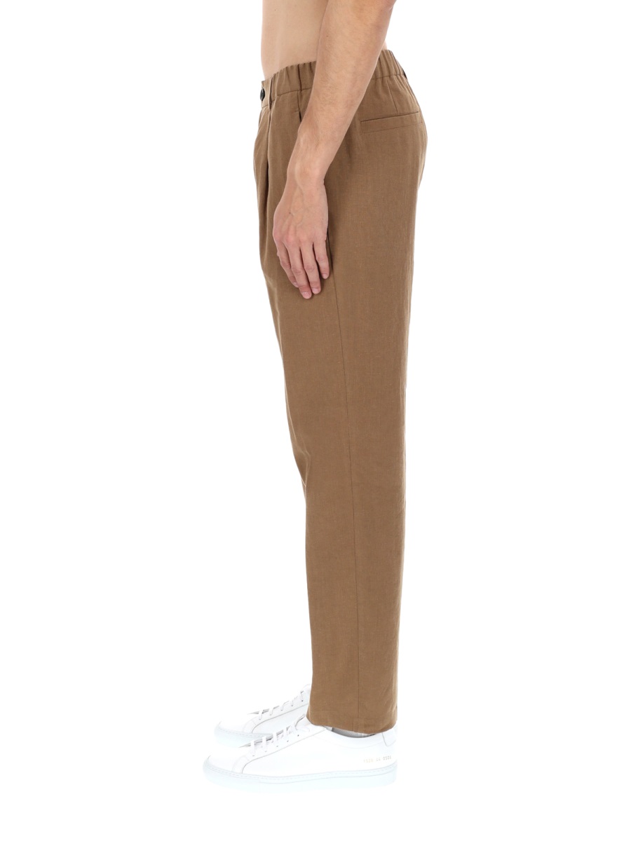 Herno Tailored Pleated Linen-Blend Formal Pants Bruin