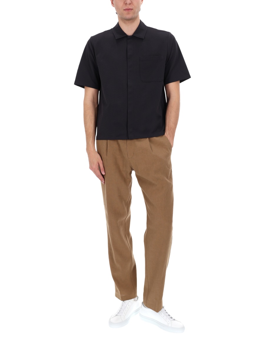 Herno Tailored Pleated Linen-Blend Formal Pants Bruin