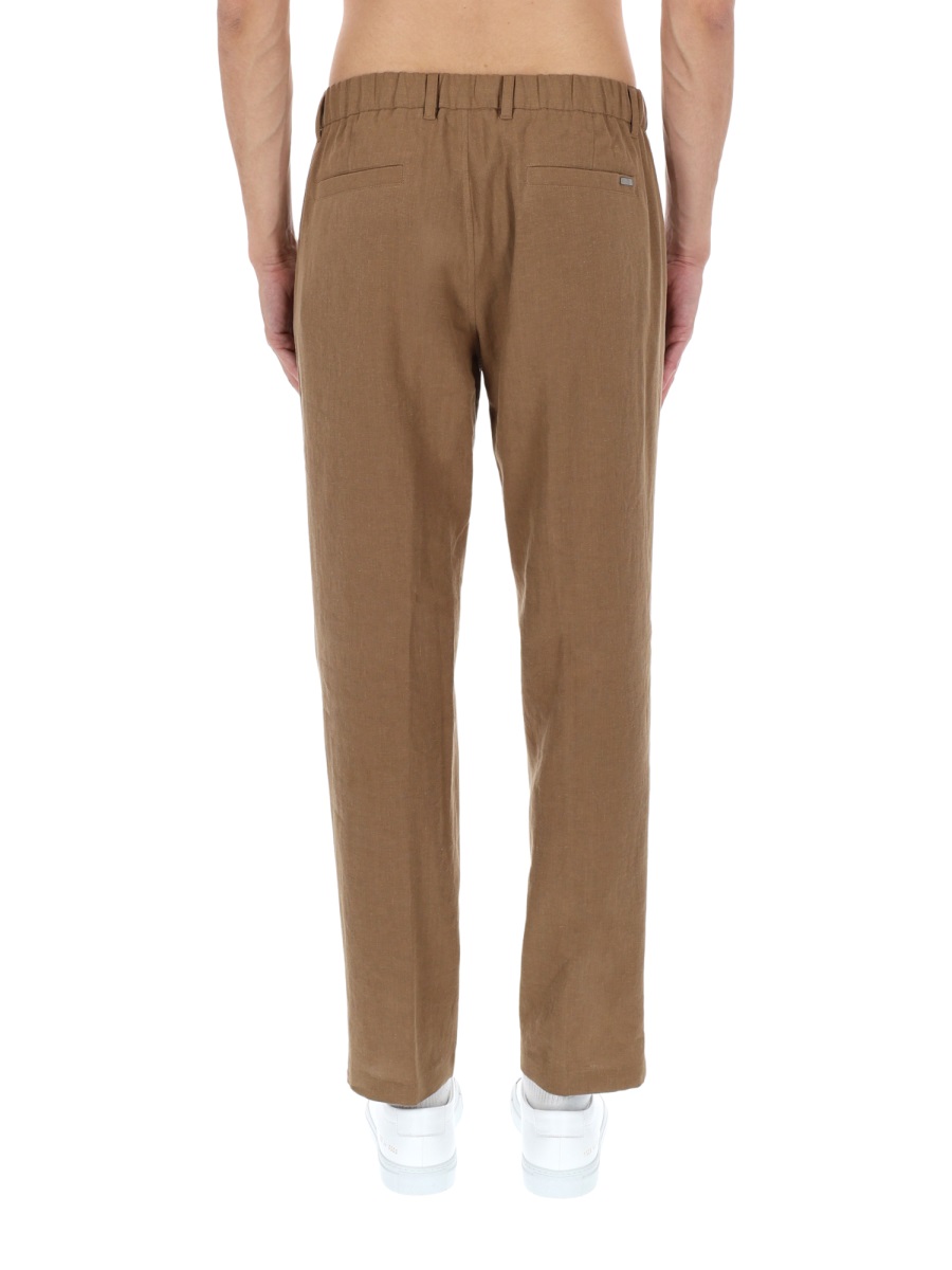 Herno Tailored Pleated Linen-Blend Formal Pants Bruin