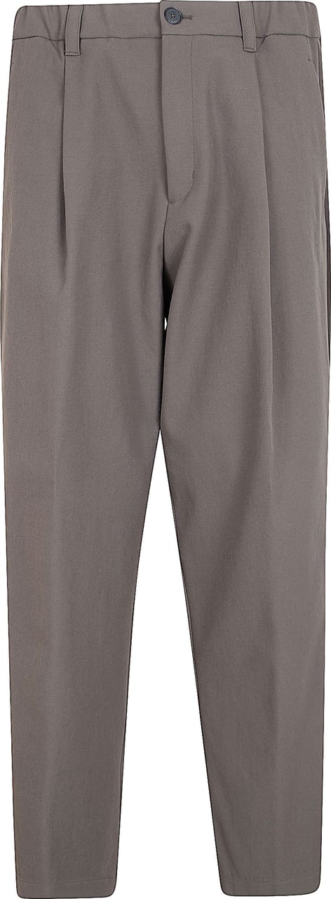 Herno Tailored Green Trousers with Pleated Front and Subtle Sheen Grijs