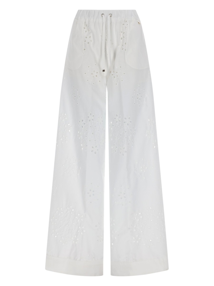 Herno Sangallo Eyelet Embroidery Wide-Leg Pants Wit