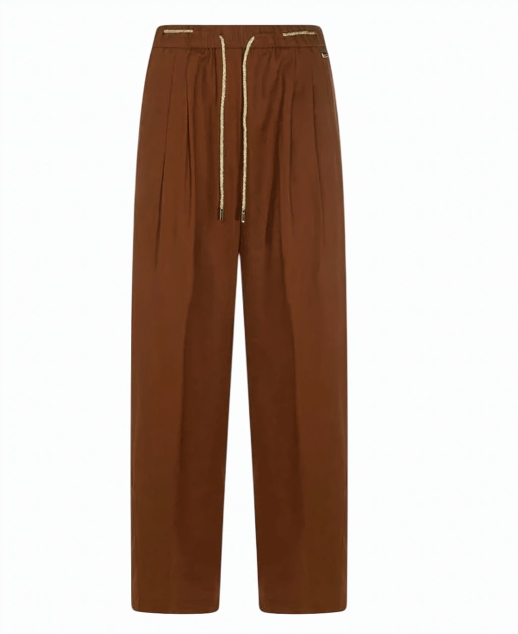 Herno Straight Leg Trousers With Elastic Waistband And Subtle Pleats Bruin