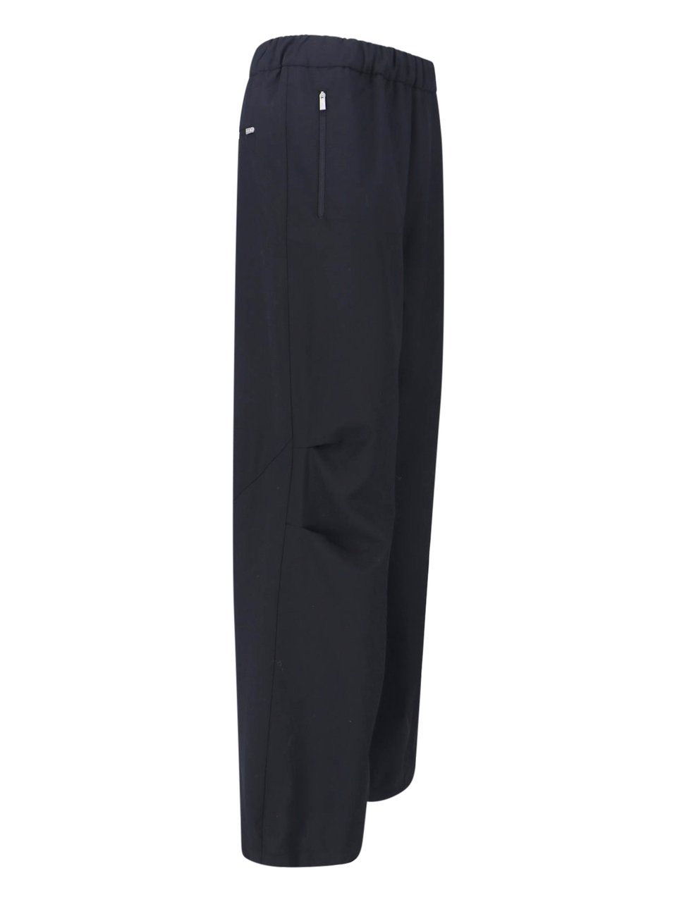 Herno Black Wide-Leg Wool Blend Laminar Trousers Zwart