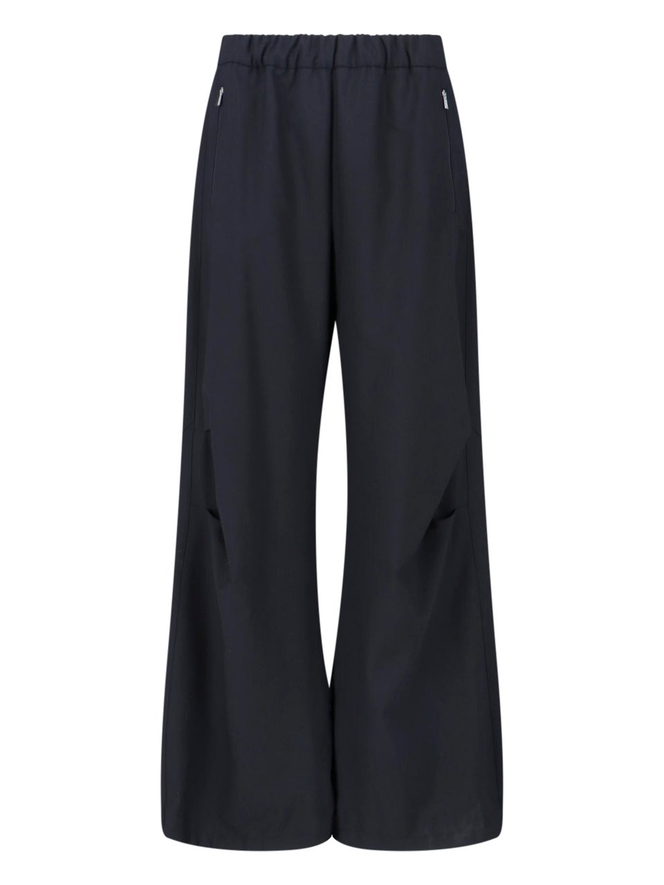 Herno Black Wide-Leg Wool Blend Laminar Trousers Zwart
