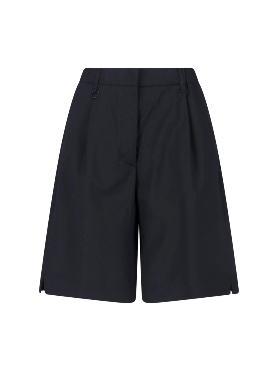 Herno Black Wool-Blend Elastic Waistband Shorts Zwart