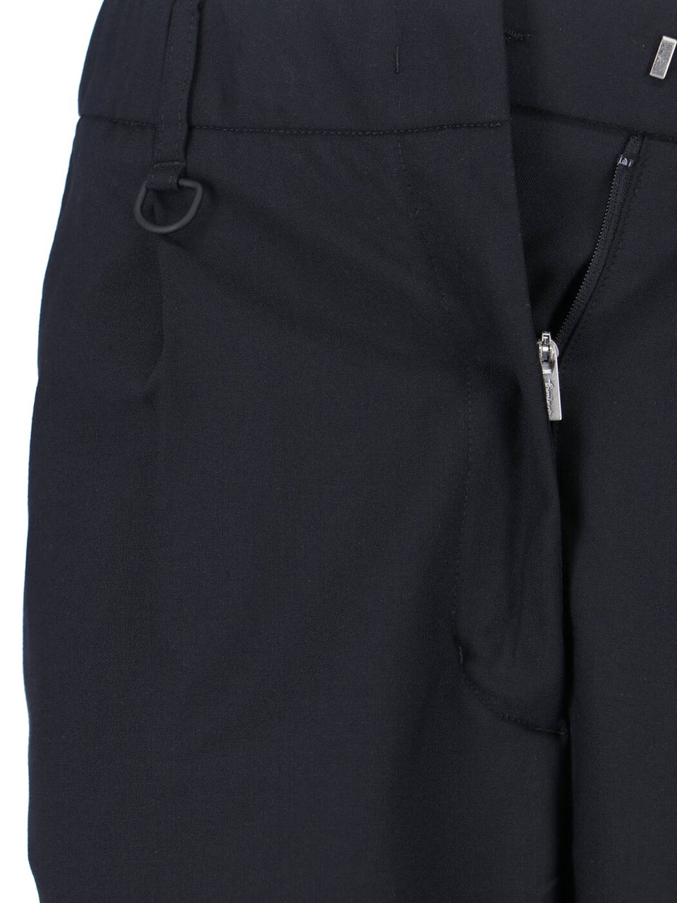 Herno Black Wool-Blend Elastic Waistband Shorts Zwart