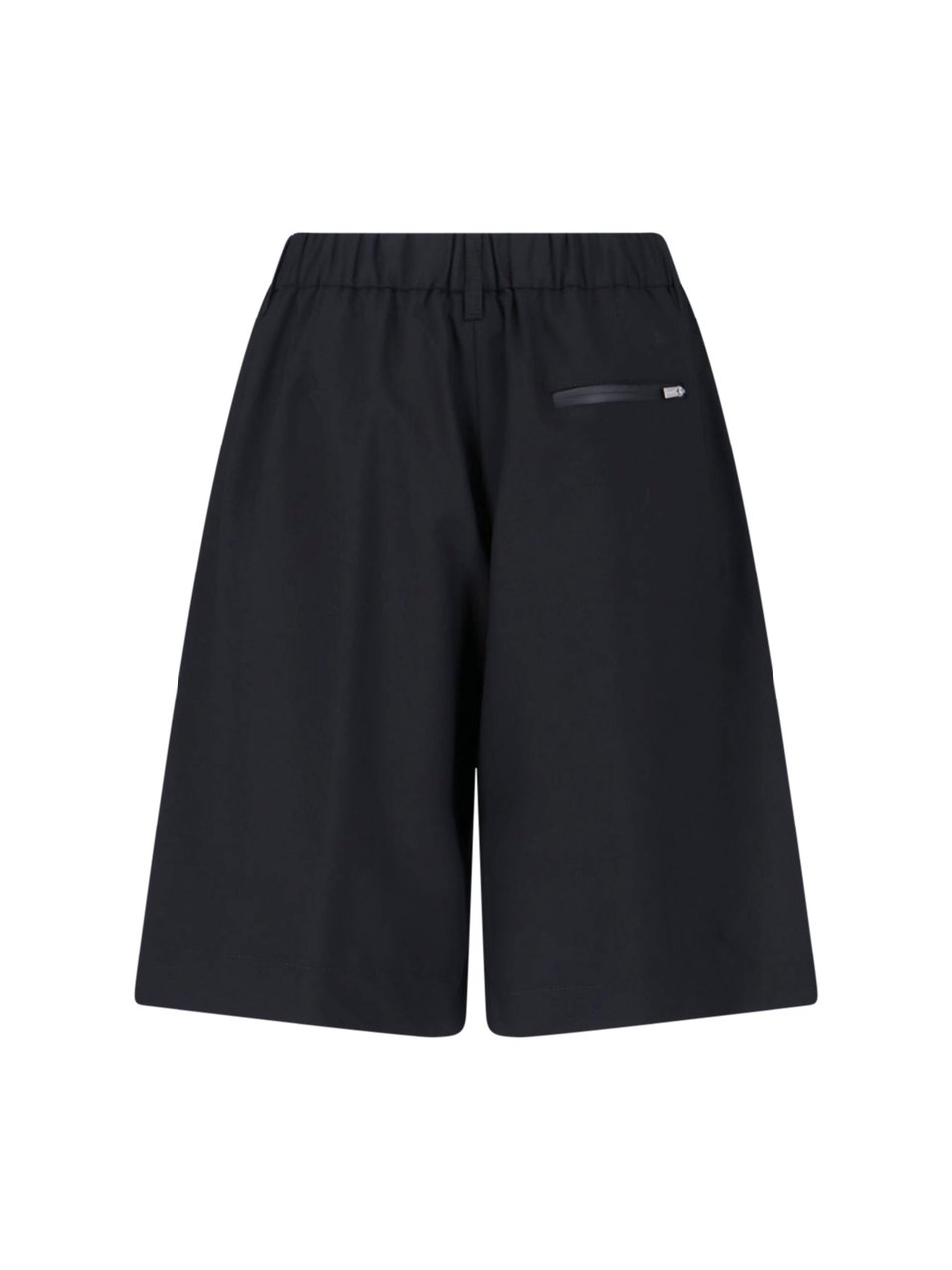 Herno Black Wool-Blend Elastic Waistband Shorts Zwart