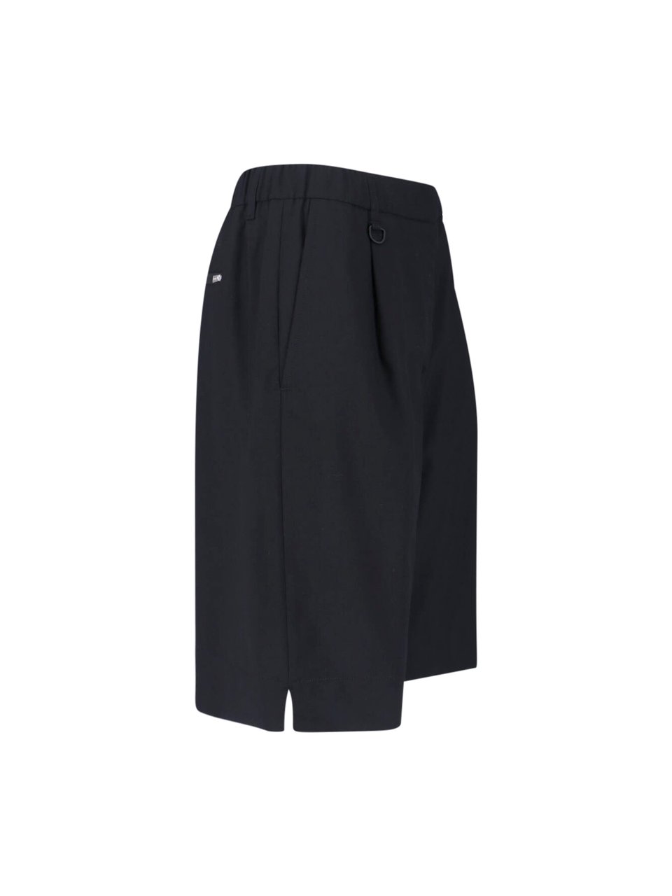 Herno Black Wool-Blend Elastic Waistband Shorts Zwart