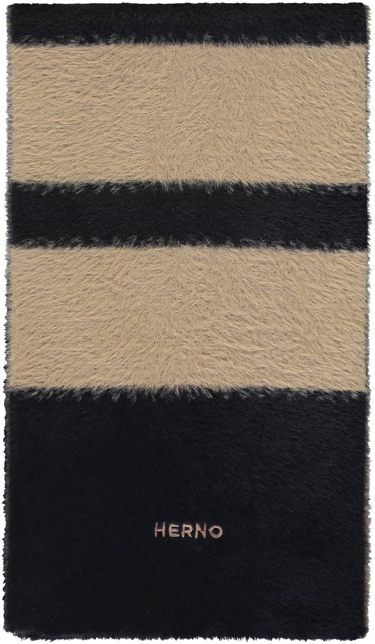 Herno Jacquard motif knitted scarf Zwart