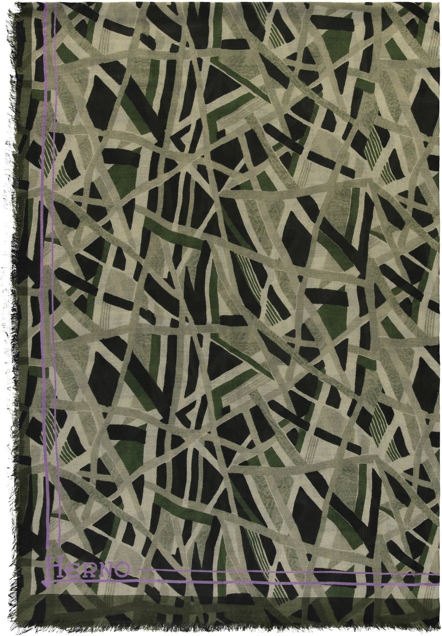 Herno Scarf in wool and silk Groen