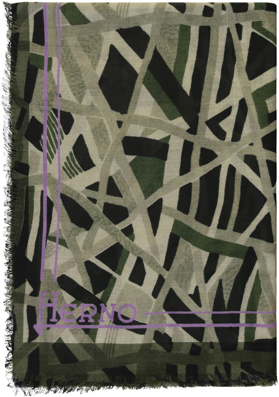 Herno Scarf in wool and silk Groen