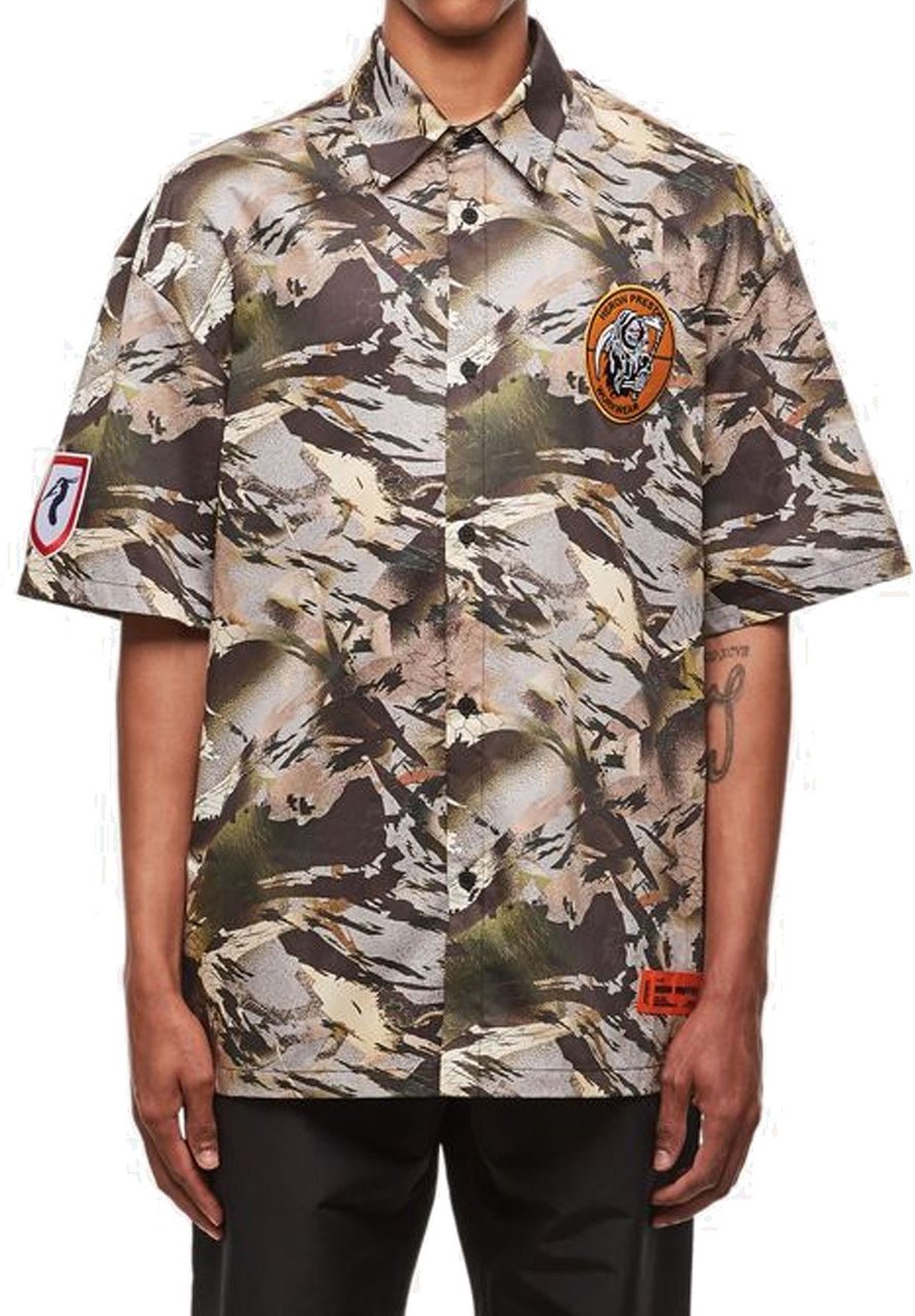 Heron Preston Camouflage Popline Shirt Groen