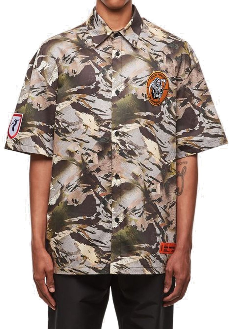 Heron Preston Camouflage Popline Shirt Groen