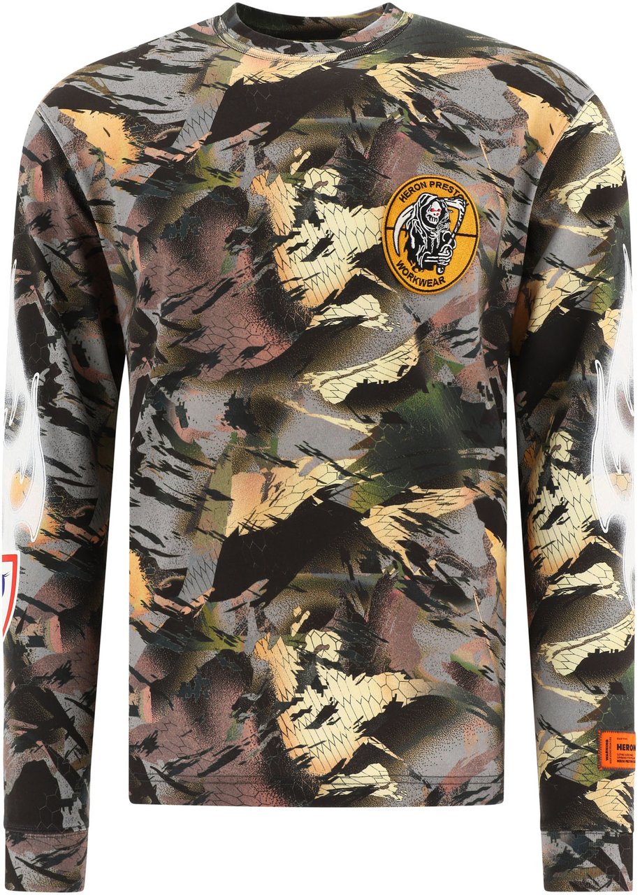 Heron Preston "Camo Flaming" t-shirt Groen