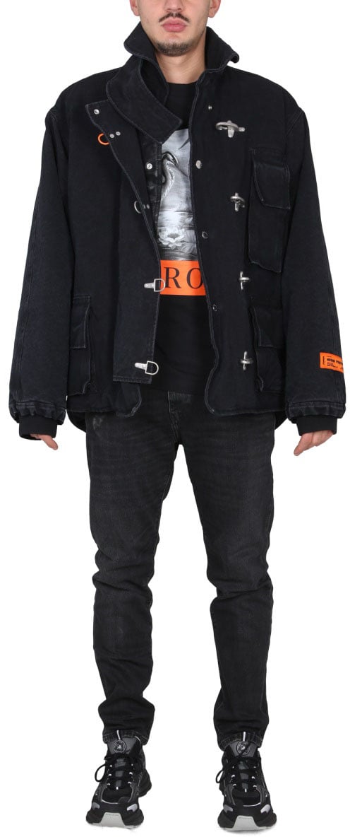 Heron Preston High Neck Canvas Jacket Zwart