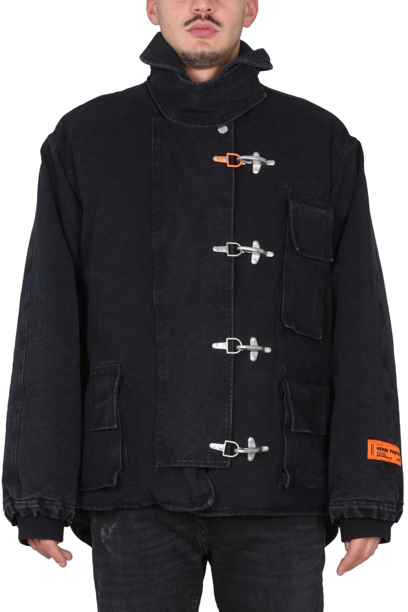 Heron Preston High Neck Canvas Jacket Zwart