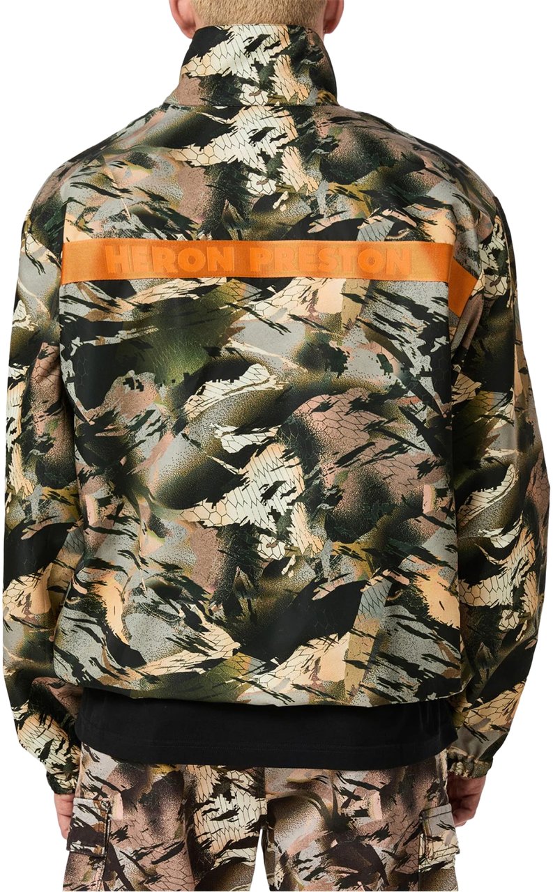 Heron Preston Nylon Camo Logo Tape Windbreaker Jacket Groen