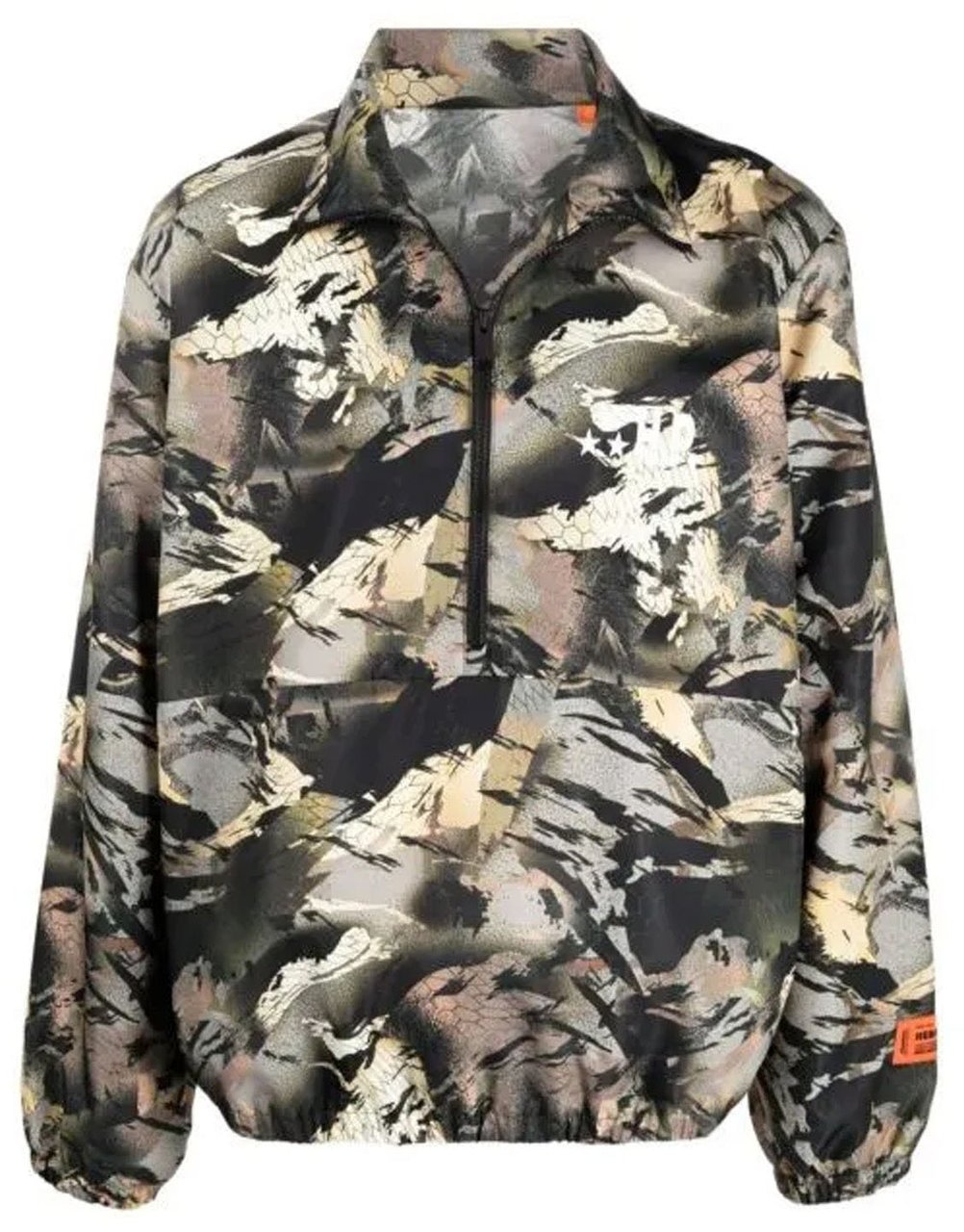Heron Preston Nylon Camo Logo Tape Windbreaker Jacket Groen