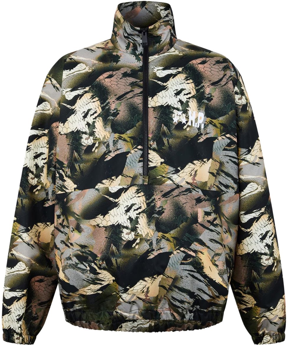 Heron Preston Nylon Camo Logo Tape Windbreaker Jacket Groen