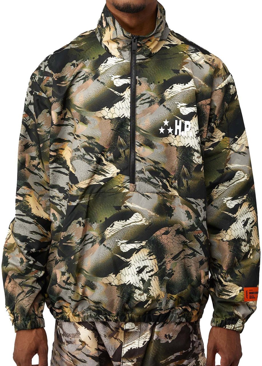 Heron Preston Nylon Camo Logo Tape Windbreaker Jacket Groen