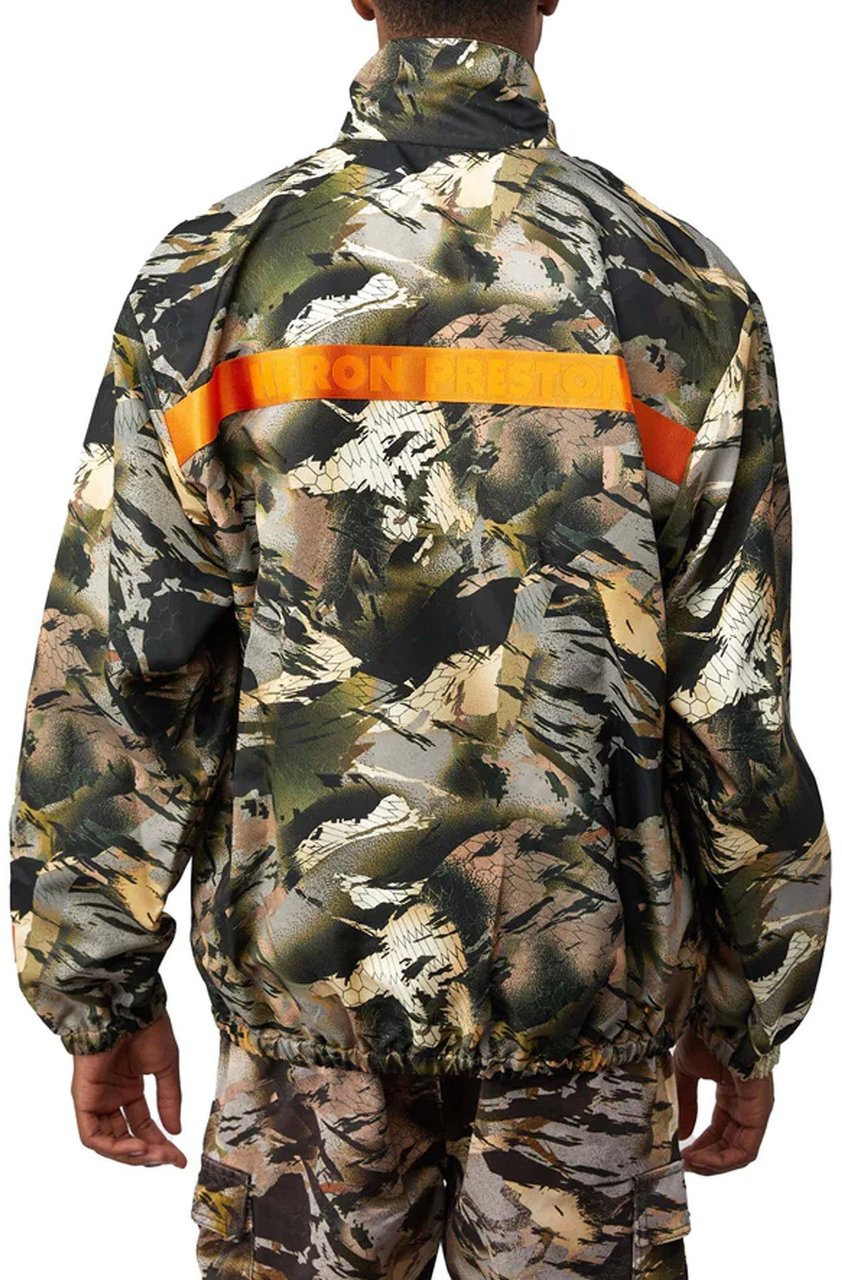 Heron Preston Nylon Camo Logo Tape Windbreaker Jacket Groen