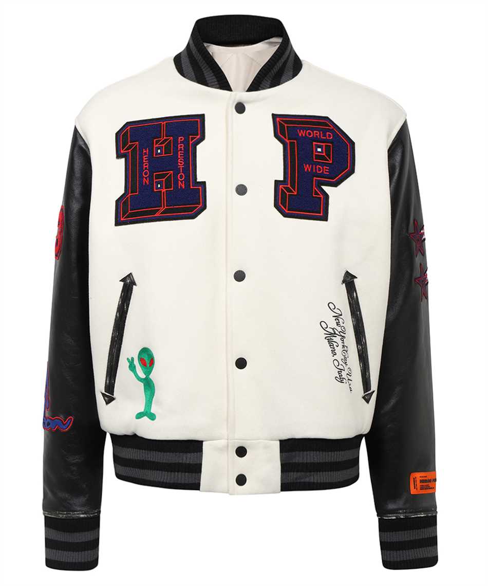 Heron Preston Embroidered bomber jacket with appliqué Rood