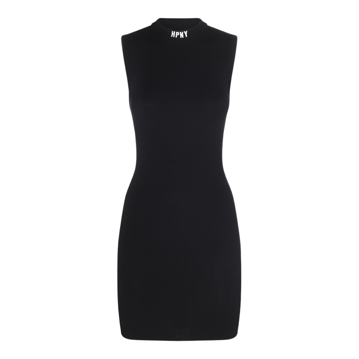 Heron Preston Sleeveless Black Mini Dress With High Neckline And Iconic Logo Zwart