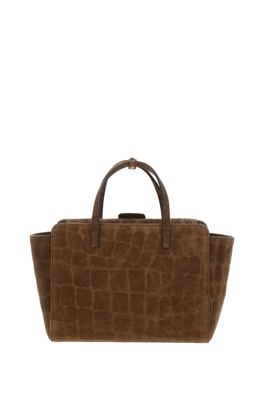 Hidesins Croc-Effect Suede Shoulder Bag Bruin