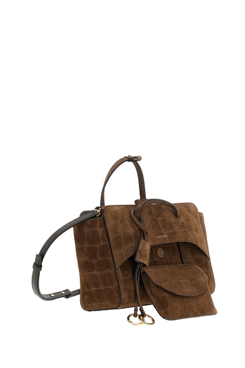 Hidesins Croc-Effect Suede Shoulder Bag Bruin