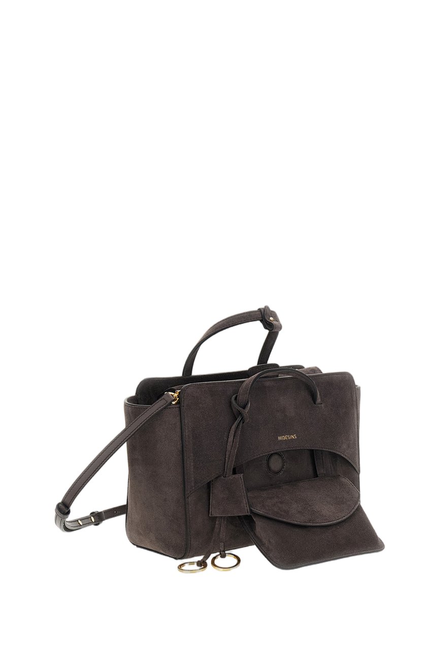 Hidesins Grey Flap M Suede Shoulder Bag Grijs