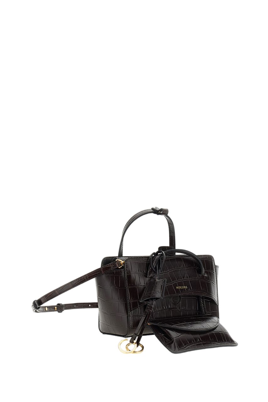 Hidesins Brown Croc-Effect Leather Crossbody Bag Bruin