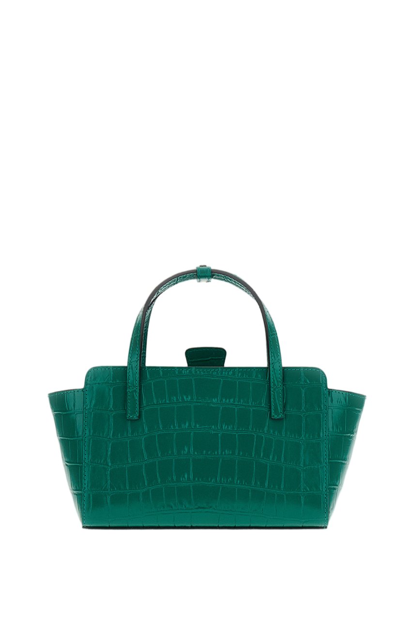 Hidesins Green Flap S Croc-Effect Leather Shoulder Bag Groen