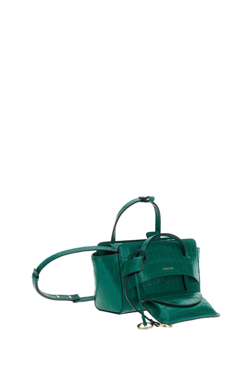 Hidesins Green Flap S Croc-Effect Leather Shoulder Bag Groen