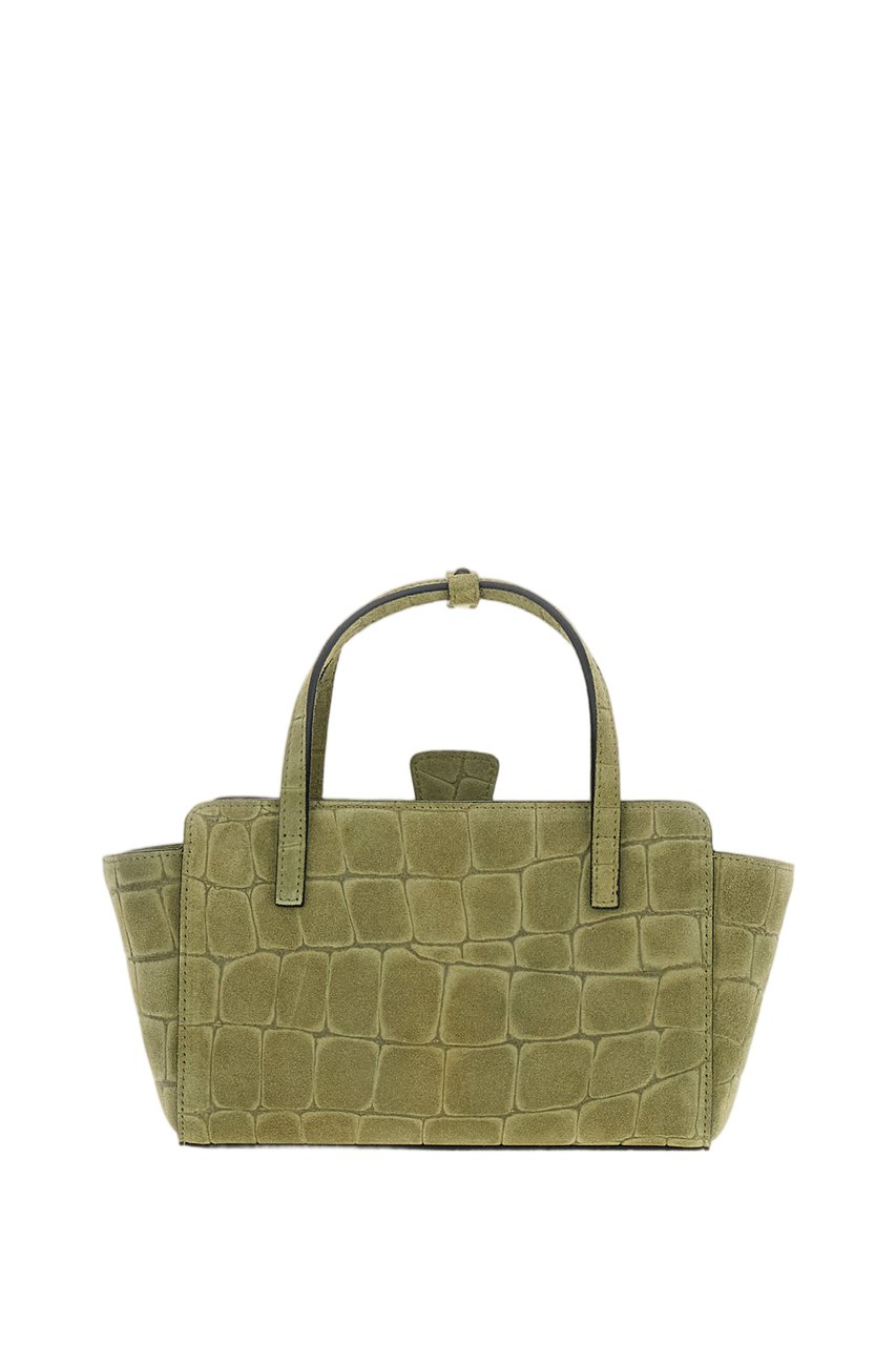 Hidesins Green Flap S Croc-Effect Leather Shoulder Bag Groen