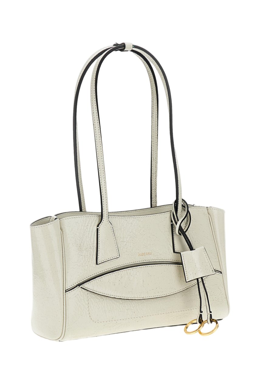 Hidesins White Shopper S Glossy Leather Shoulder Bag Wit