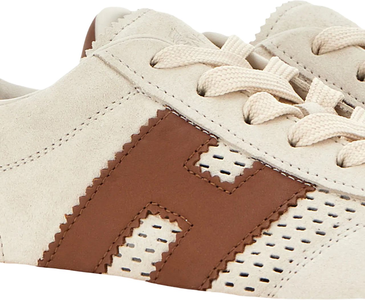 HOGAN Beige Brown Cool Allacciato Forature Sneakers Bruin