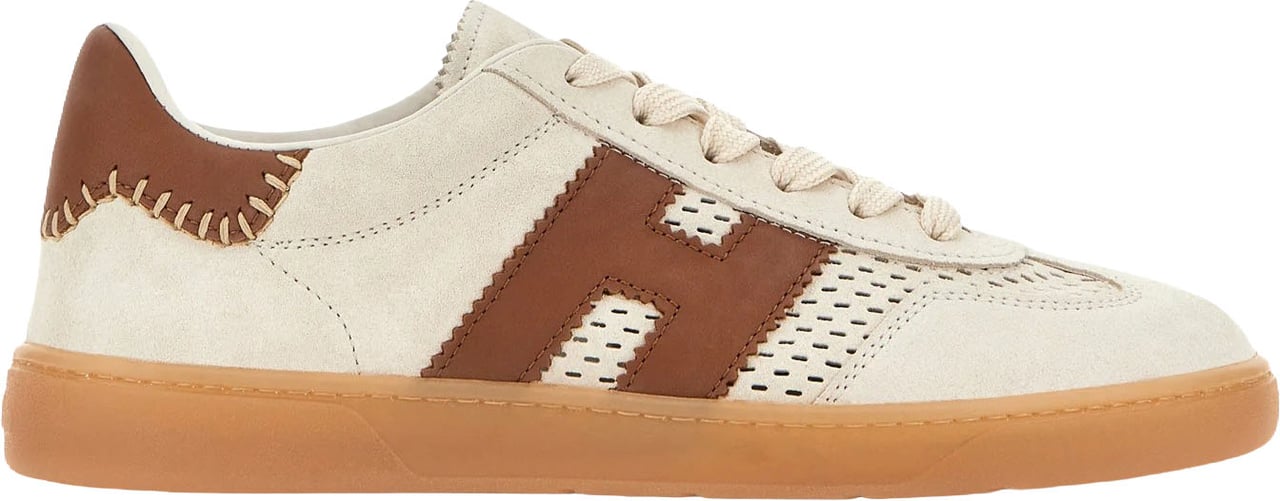 HOGAN Beige Brown Cool Allacciato Forature Sneakers Bruin