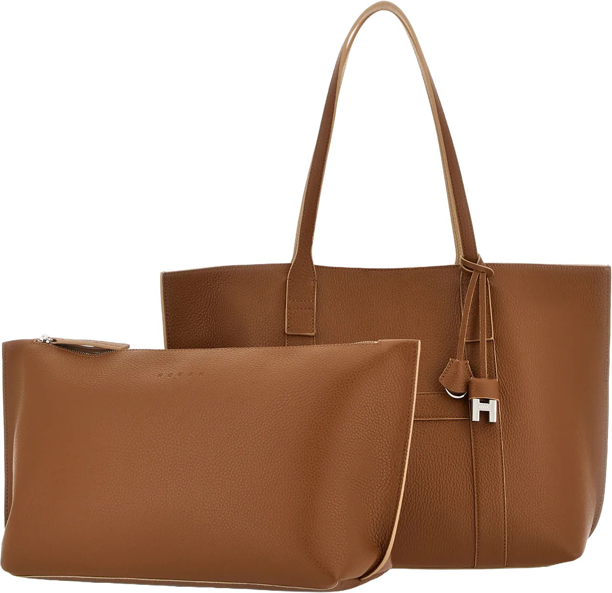 HOGAN Cuoio Script Shopping Media Shopping Bag Bruin