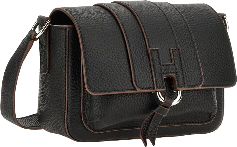 HOGAN Black H01X Flap Bag Shoulder Bag Zwart