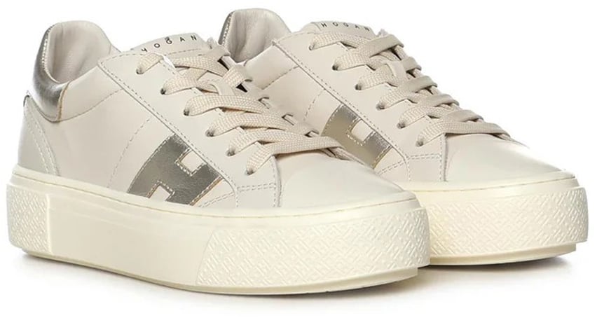 HOGAN Flat Shoes Yogurt/Platino Wit