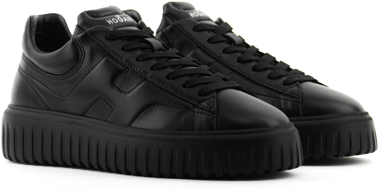 HOGAN H-stripes Black Leather Zwart