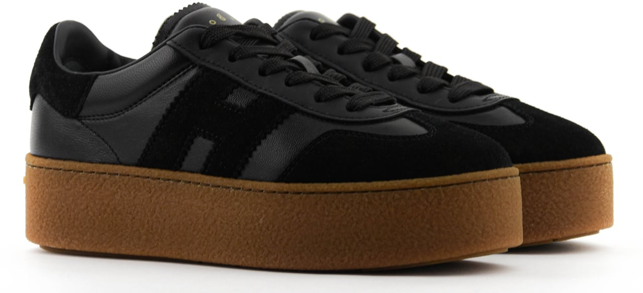 HOGAN Platform Sneaker Black Leather Zwart