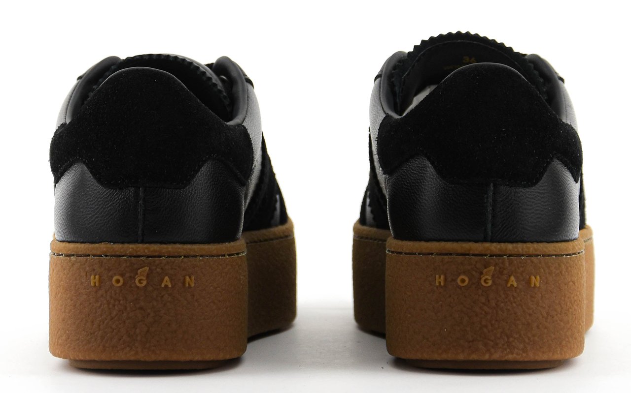 HOGAN Platform Sneaker Black Leather Zwart