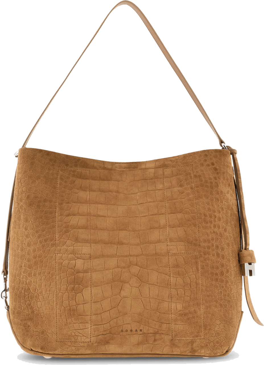 HOGAN Hocket Hobo Bag Medium Camel Suede Beige
