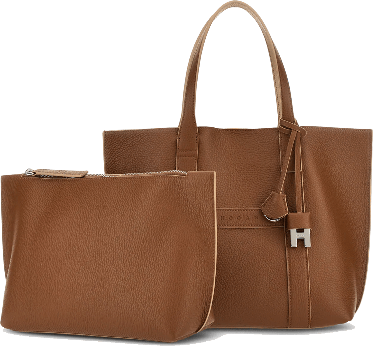 HOGAN Script Shopping Bag Tan Bruin
