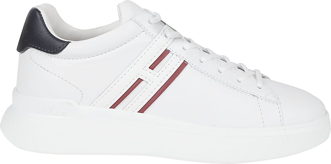 HOGAN Low-Top Sneakers with Burgundy Side Stripes Wit