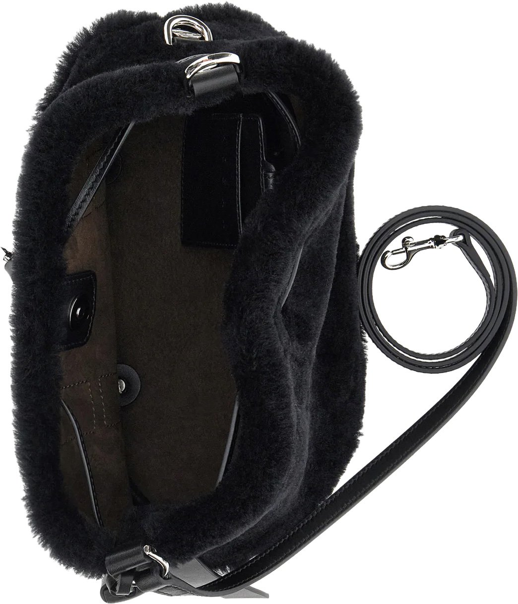 HOGAN H01R Hocket Mini Shearling Shoulder Bag Zwart
