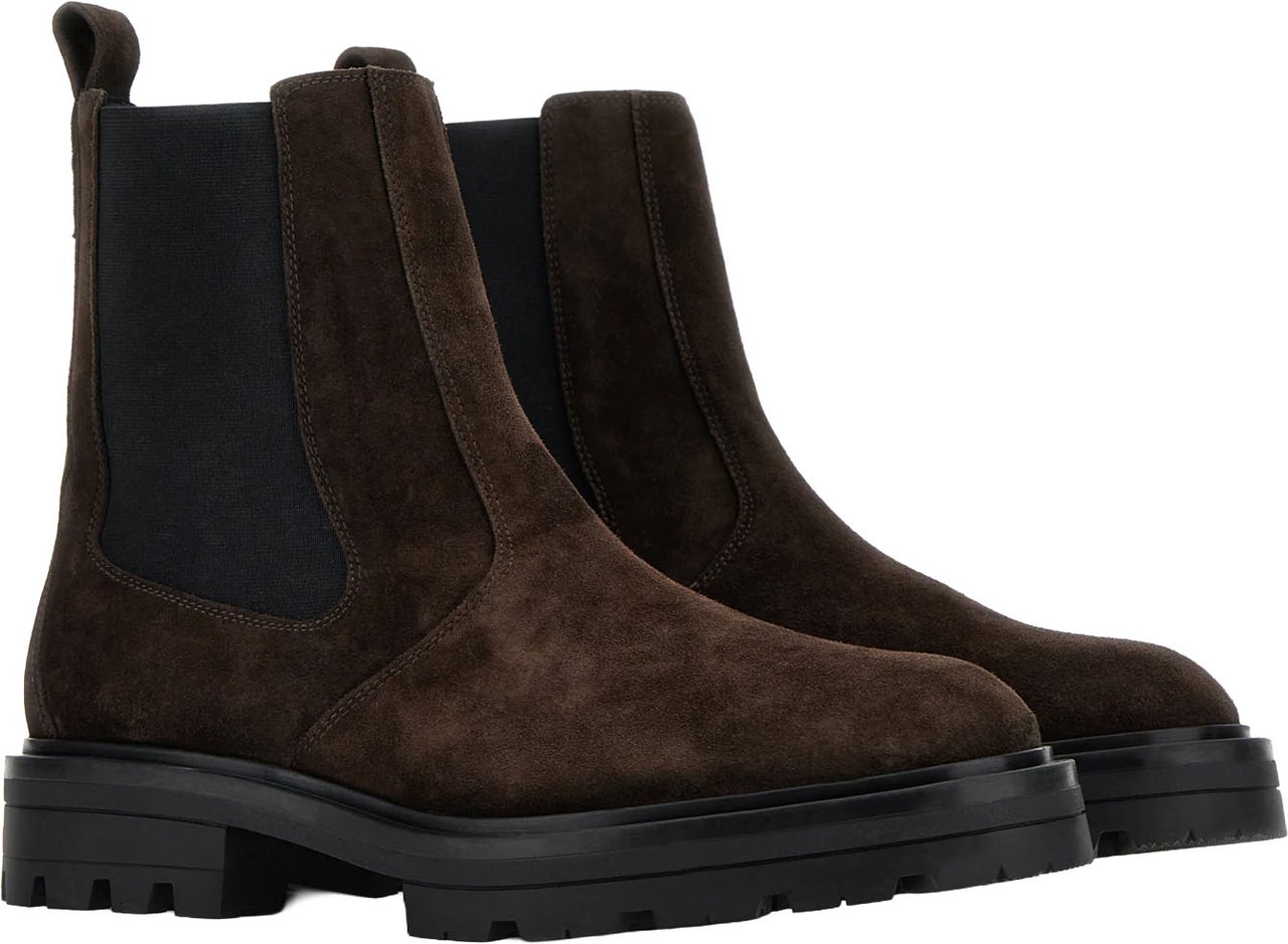 HOGAN Palissandro Brown Suede Ankle Boots Zwart