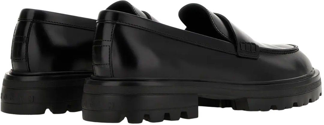 HOGAN Sophisticated Penny Loafers In Leather Zwart