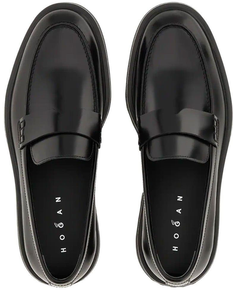 HOGAN Sophisticated Penny Loafers In Leather Zwart